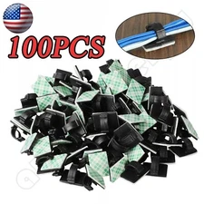 100Pcs Cable Clips Self-Adhesive Cord Wire Holder Management Organizer Clamp US