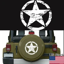 1PC 20'' White Army Star Military Hood Side Body Door Trunk Vinyl Decal Sticker