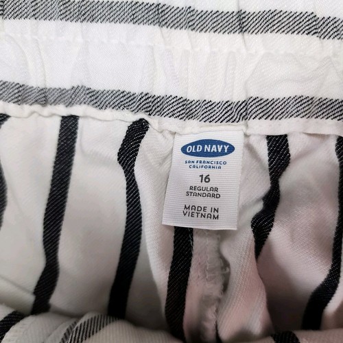 Old Navy Womens Linen Blend Capri Pants Summer White Striped Size 16 NEW - Picture 4 of 9