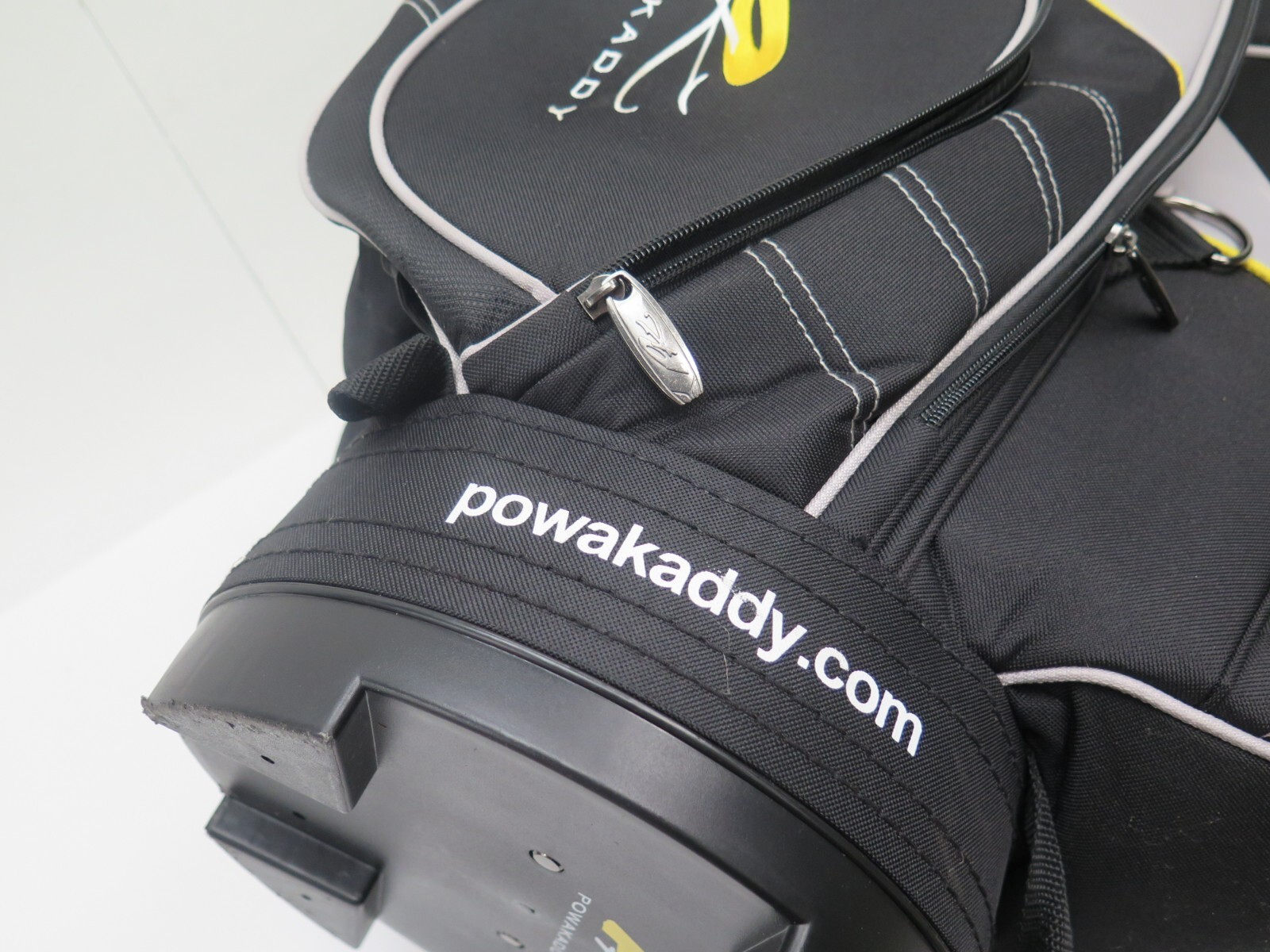 Powakaddy black grey yellow multiple compartment golf bag with hood eBay