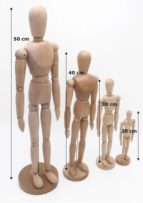 Muñeca articulada de madera, altura 20-40 cm, figura articulada y de dibujo, modelo para dibujar - Imagen 1 de 4