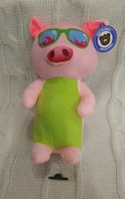 A & A Global Industries Pink/Green Pig Soft Plush Stuffed Animal 10" 