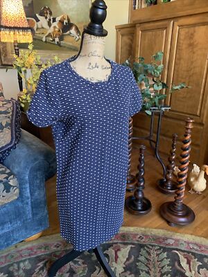 Anthropologie Everly Navy Blue White Dot Shift Dress Soft Knit Career S 38 33 | eBay Anthropologie Everly Navy Blue White Dot Shift Dress Soft Knit Career S 38 33 | eBay