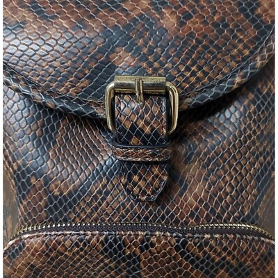 ALDO Brown & Gold Snakeskin Print Faux Leather Backpack Adjustable Straps |  eBay