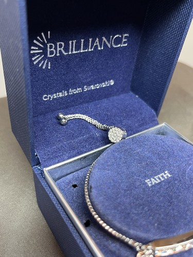 Brilliance Silver Plated FAITH Swarovski Crystal Cross Bracelet w/Box ADJUSTABLE - 第 6/12 張圖片