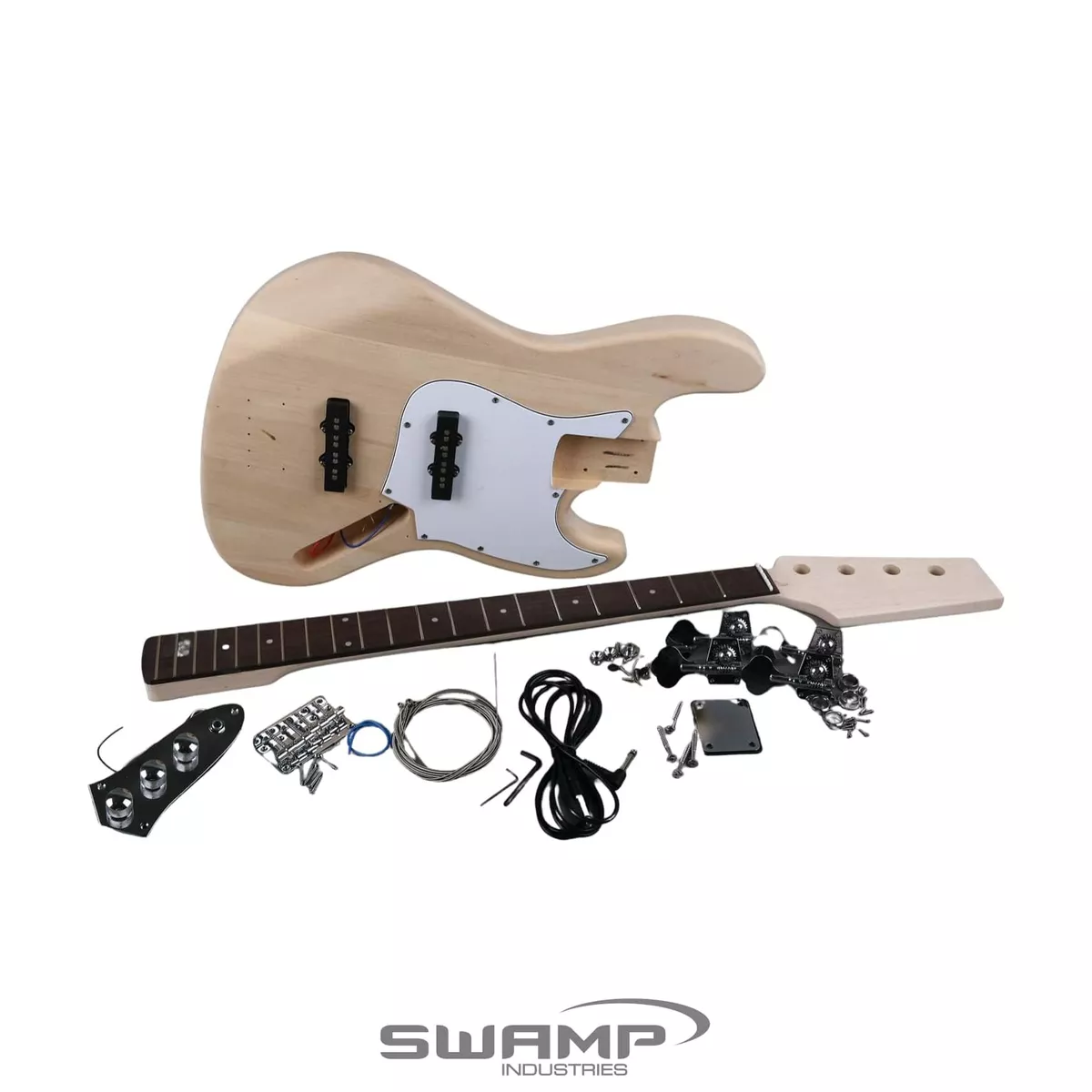 SWAMP DIY Build Your Own Electric Jazz Bass Guitar Kit Basswood Body Maple  Neck