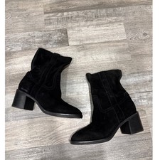 Steve Madden Romney Black Suede Block Heel Ankle Boots Size 7 NWT