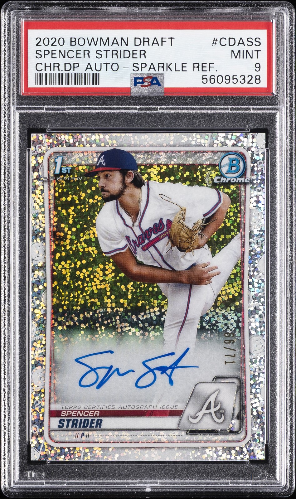2020 BOWMAN DRAFT CHROME DRAFT PICKS AUTOS SPENCER STRIDER #/71 PSA 9 AUTO
