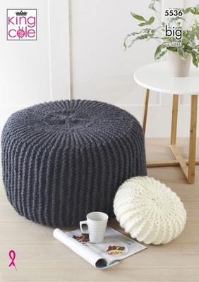 King Cole 5536 Strickanleitung Fuß Pouf & Kissen Big Chunky Garn Broschüre