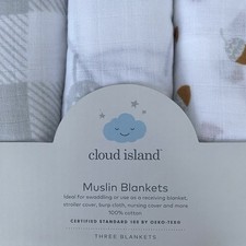 Cloud Island Muslin Baby Swaddling Blankets 3-Pack 100 Cotton Unisex Nursery