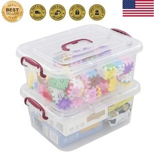 8 Quart Plastic Latching Storage Bins, Storage Boxes with Lids Set of 2