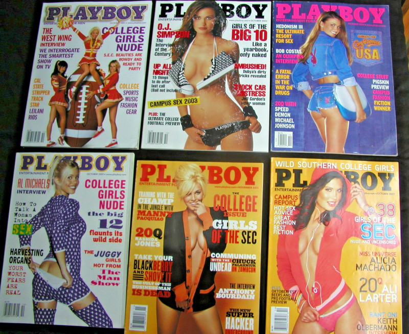 PLAYBOY MAGAZINE LOT OF 6 COLLEGE GIRLS ISSUES 2000 - 2011   BIG 10 / 12 / SEC