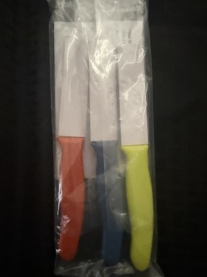 Pampered Chef 100035 Kitchen Paring Knife Set of 3 Blue Orange Green NEW Sealed