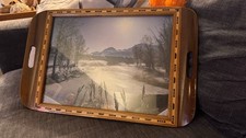 Plateau en bois Art Deco avec
