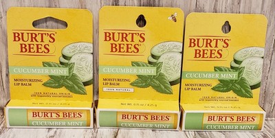 Burt's Bees Lippenbalsam Gurke & Minze 100% natürlich feuchtigkeitsspendend 4,25g - 3 Packungen