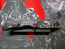 S-TEC Folding Knife Stainless Steel Blade Black/Red Aluminum Handle - T271286BK