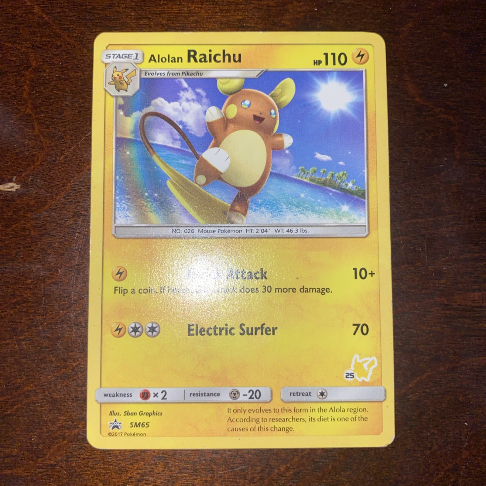 Alolan Raichu #25 SM65 Black Star Promo Pikachu Stamped Pokemon TCG Card NM