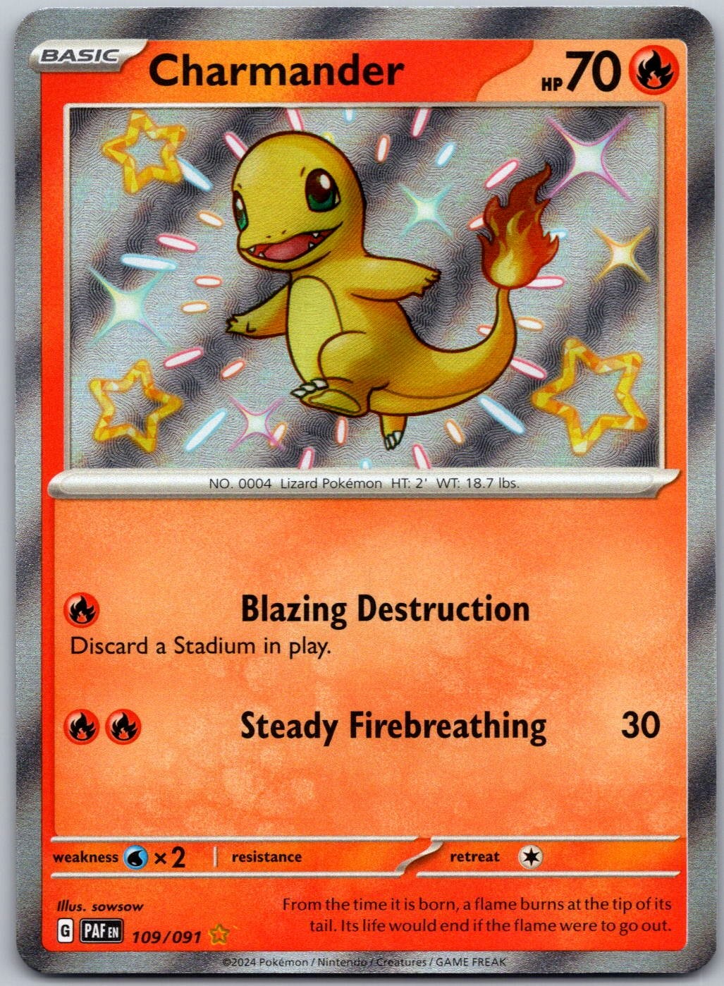 Charmander 109/091 SV: Paldean Fates Shiny Rare NM