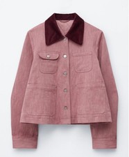 & Other Stories Contrast-Collar A-line Jacket Dusty Pink Size XS NEW With Tags