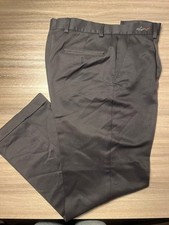 Greg Norman Mens Golf Pants Gray Microfiber Flat Front Pleated Size 34x30