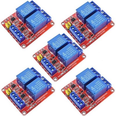 5PCS 2 Channel 12V Relay Module Optocoupler High Low Level Trigger Board