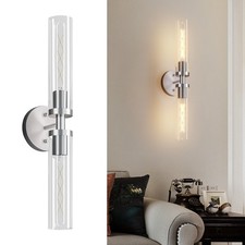 2 Pack 12" Modern Nickel Wall Light LED Sconce Glass Shade Mirror Lamp Fixtures