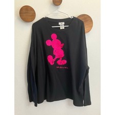 Disney World Mickey Mouse Reversible Sequin Sweatshirt Black/Pink Women's Large