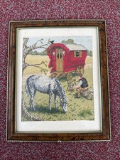 Gypsy Caravan Romany Wagon Vardo Traveller Needle Work Picture Photo Frame