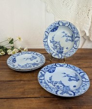 4 Assiettes soupe Creil et Montereau Japon endommagées