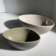 Set Of 2 Modern Studio Nova Truck Clamshell Taupe Nesting Serving Bowls
