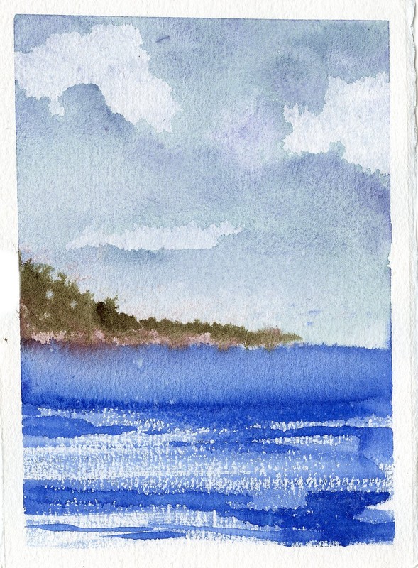 OOAK Original Watercolor Seascape Ocean Landscape - NOT A PRINT - 5x7 inches