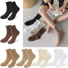 Women Cute Ruffle Sock Casual Breathable Girls Knitted Soft Frilly Crew Sock