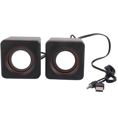 Dual Track Mini Cube USB Stereo 3.5mm Jack Wired Speaker For Desktop Laptop SAL