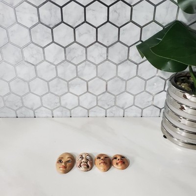 Cabochon Polymer Clay Faces For Crafts Spirit Goddess Doll Set of 4