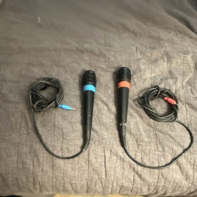 Pair of Wired USB Microphones with Blue & Red Bands for Video Game Console
