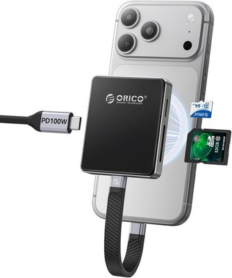 ORICO AP42F Magnetic M.2 NVMe SSD Gehäuse SD TF Reader PD100W Grün BRANDNEU