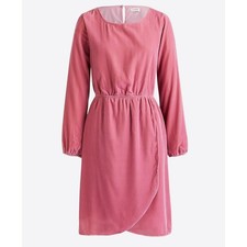 New $115 J. Crew Womens 10 Pink Velvet Tulip Faux Wrap Boho Victorian Dress
