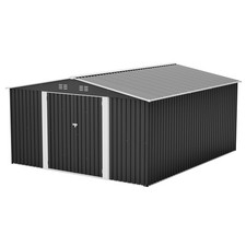 12x14FT Galvanized Metal Garden Shed Lockable Door Tool Storage shed, Anthracite