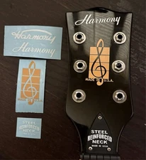 Harmony Archtone H1215 1966 Aged Yellow UV DTF guitar headstock logo decal