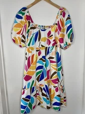Tabitha Brown X Target Linen Tropical Print Sundress Women’s MEDIUM Puffy Sleeve