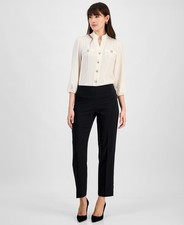 Anne Klein Liberty Stretch Straight-Leg Ankle Pants Womens XL Anne Black Pull On