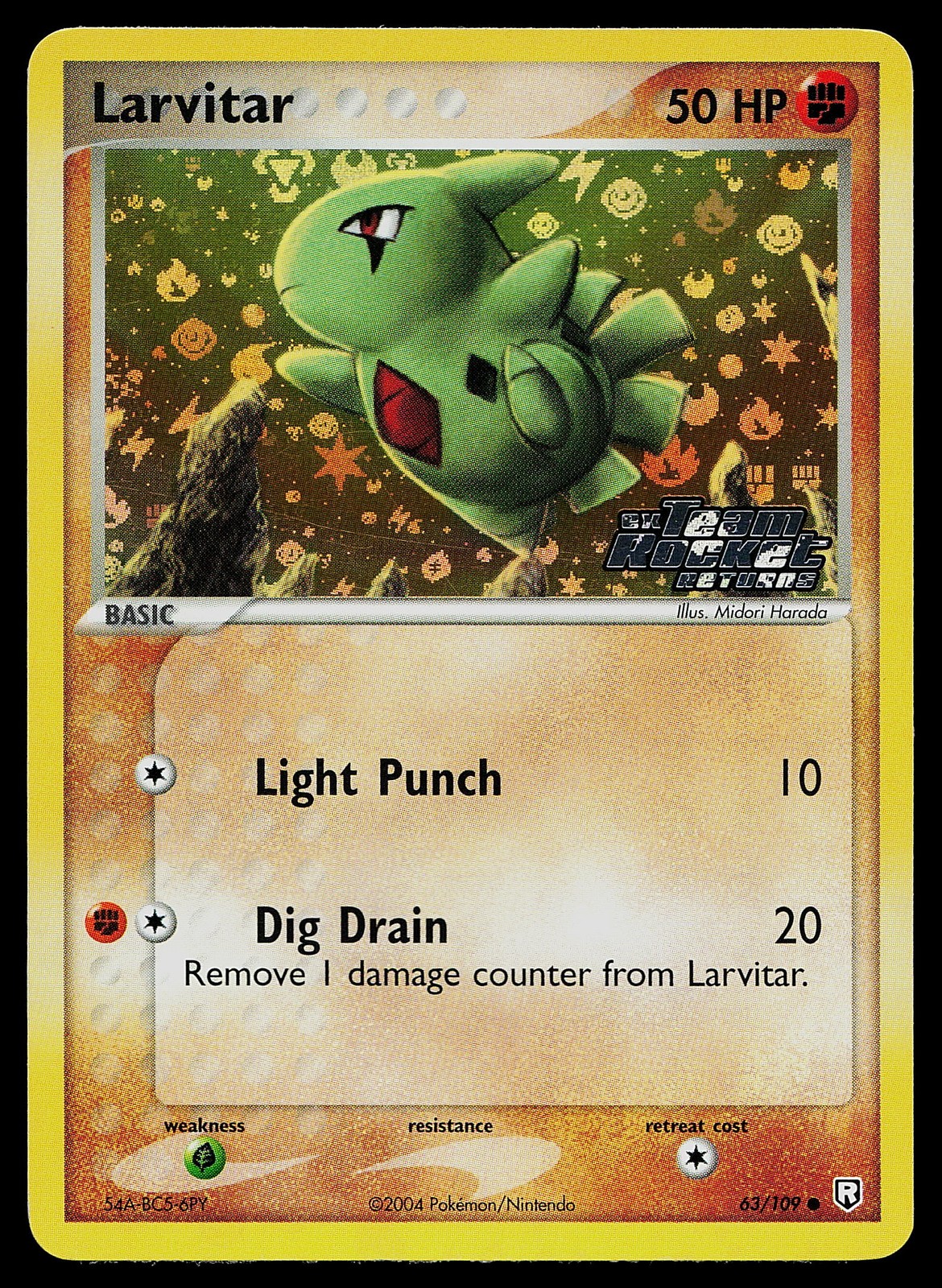 Pokemon Card - Larvitar Team Rocket Returns 63/109 Reverse Holo Stamped