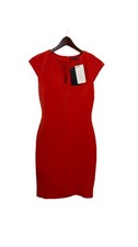 Zara Dress Sheath Small Midi Dress Orange Red NWT Career Boss Babe Bodycon