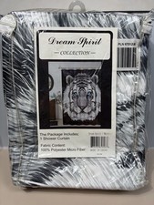 Dream Spirit White Tiger Shower Curtain Blue Eyes Animal Decor New