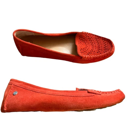 UGG Mocassino slip on Clair arancione scamosciato taglio laser taglia 8