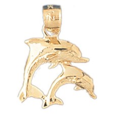 Dolphin Charm Pendant 14k Gold