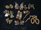 Gold Tone Clip On Earrings Signed Emmons Giovanni Rhinestones 11 Pairs Vtg Lot — photo 4