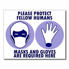 Mask and Gloves required poster sign LAMINATED