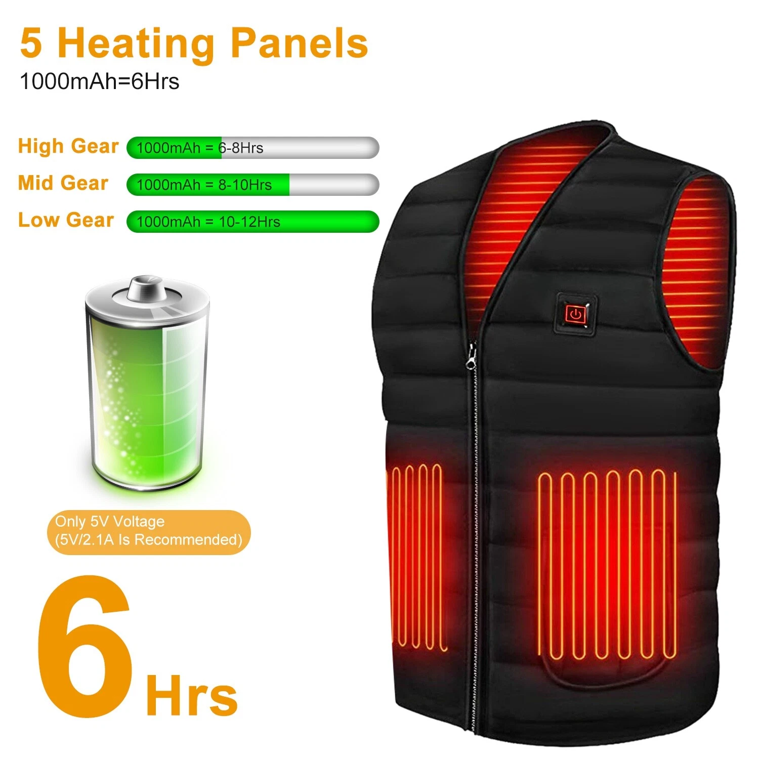 Winter Electric Heated Vest Heated Jacket Heated Jacket USB Coat + Power Bank image 4