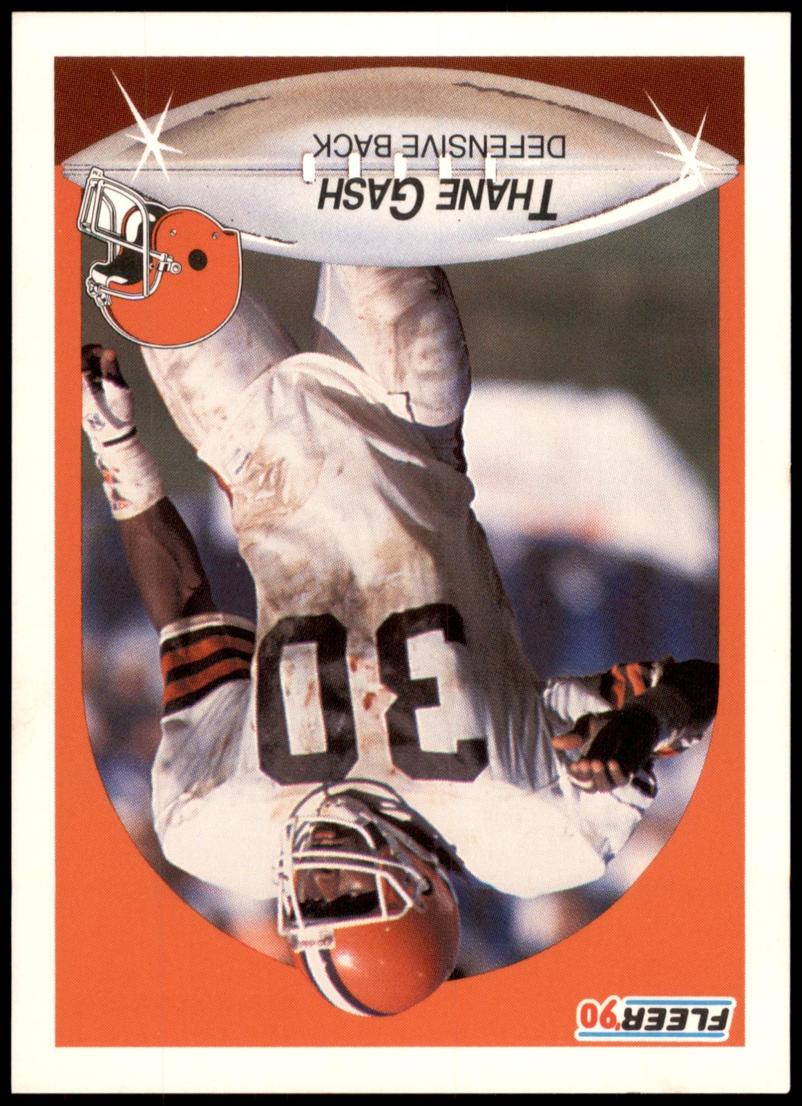 Thane Gash #49b 1990 Fleer Right edge of A in AFC logo aligned with blue